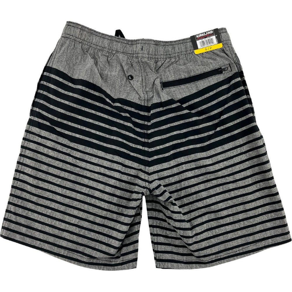 Kirkland | Men's Swim Trunks | Grey & Black Stripes | Summer | Various Sizes - Picture 2 of 3